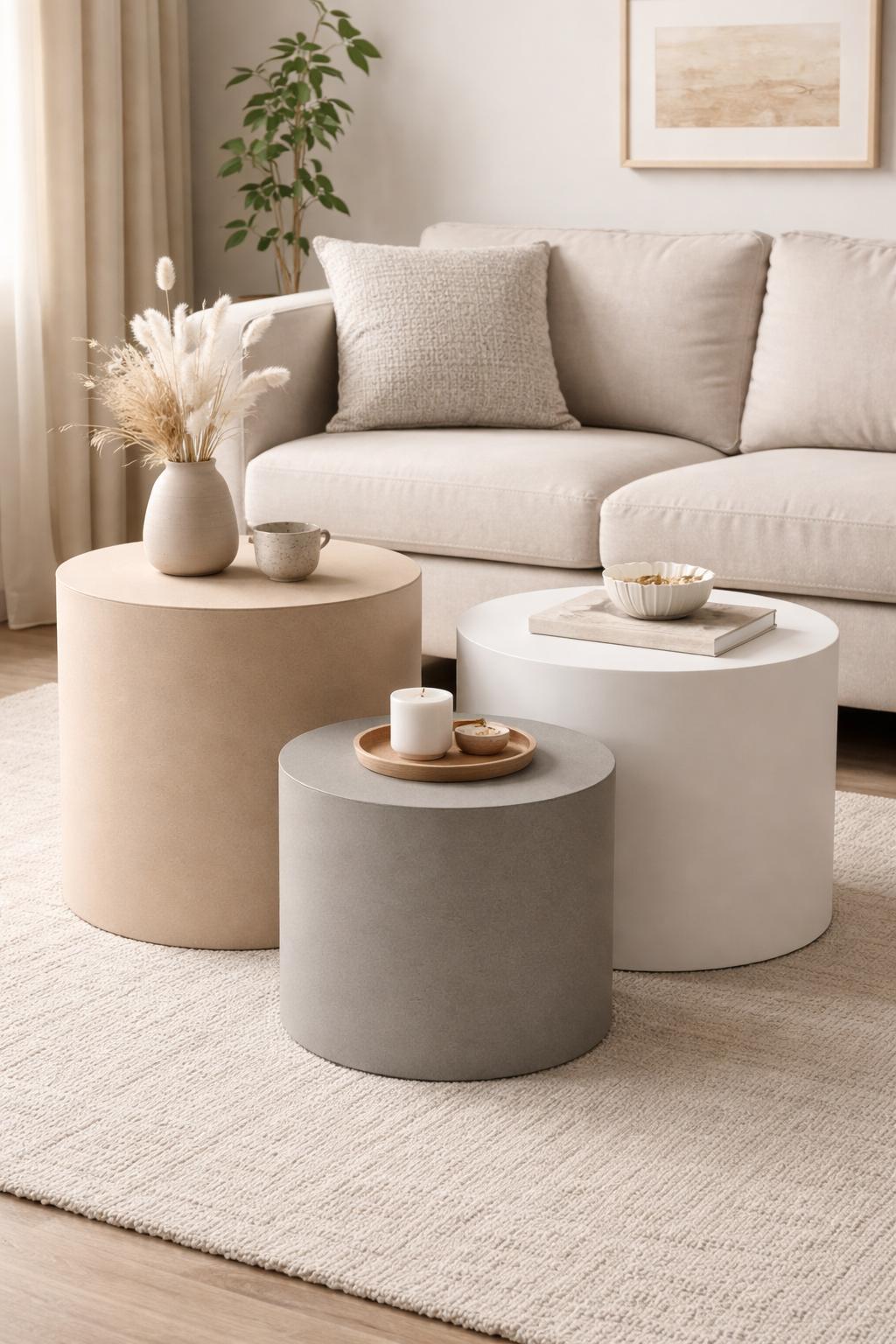 Micro Cement Round Side Table – Hand Finished